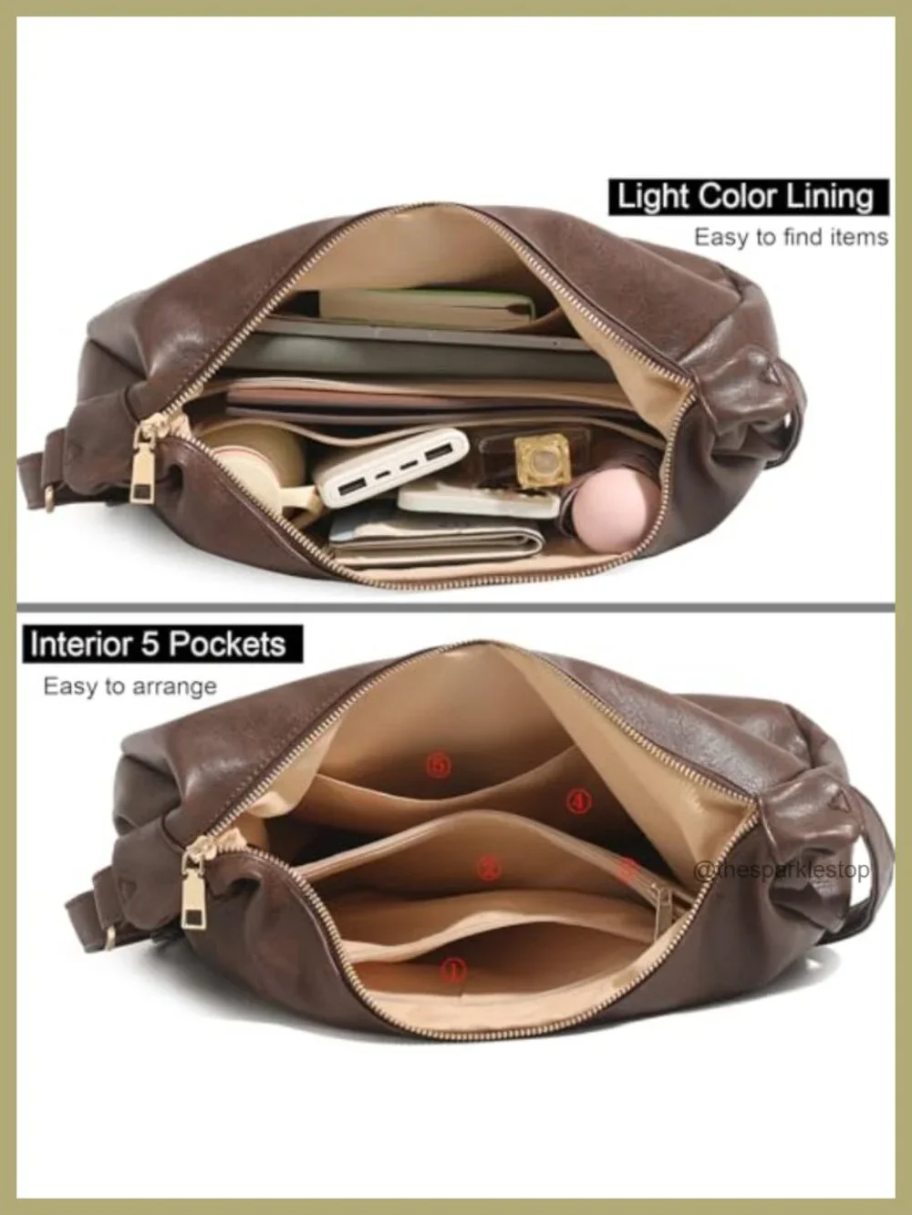 Foldable Hobo Shoulder Bag Crossbody Vegan Leather Handbag Women